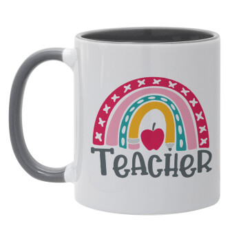 Rainbow teacher, Mug colored grey, ceramic, 330ml