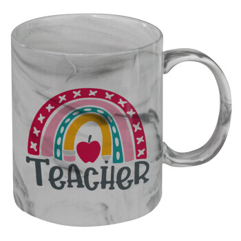 Rainbow teacher, Mug ceramic marble style, 330ml