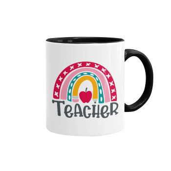 Rainbow teacher, Mug colored black, ceramic, 330ml