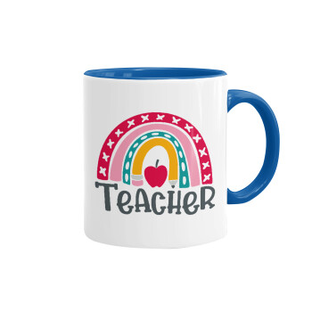 Rainbow teacher, Mug colored blue, ceramic, 330ml