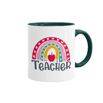 Rainbow teacher, Mug colored green, ceramic, 330ml