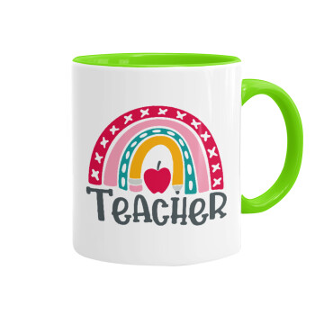Rainbow teacher, Mug colored light green, ceramic, 330ml