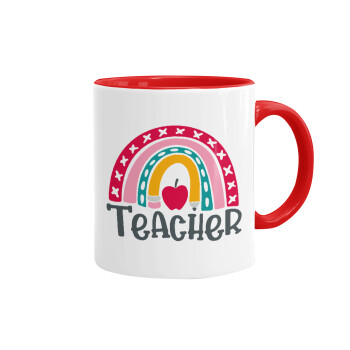 Rainbow teacher, Mug colored red, ceramic, 330ml