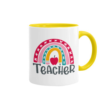 Rainbow teacher, Mug colored yellow, ceramic, 330ml