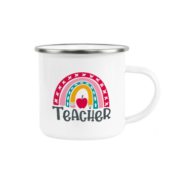 Rainbow teacher, Metallic enamel cup white 360ml