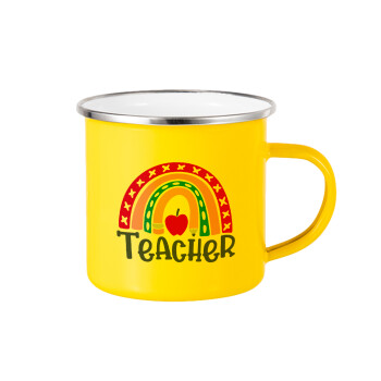 Rainbow teacher, Yellow Enamel Metallic Cup 360ml