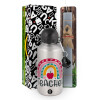 Easter Set, metallic silver aluminum water bottle (500ml) & aromatic flat Easter candle (30cm) (GRAY)