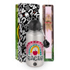 Easter Set, metallic Silver aluminum water bottle (500ml) & scented flat Easter candle (30cm) (PINK)