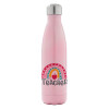 Μεταλλικό παγούρι θερμός Ροζ Ιριδίζον (Stainless steel), διπλού τοιχώματος, 500ml