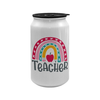 Rainbow teacher, Κούπα ταξιδιού μεταλλική με καπάκι (tin-can) 500ml