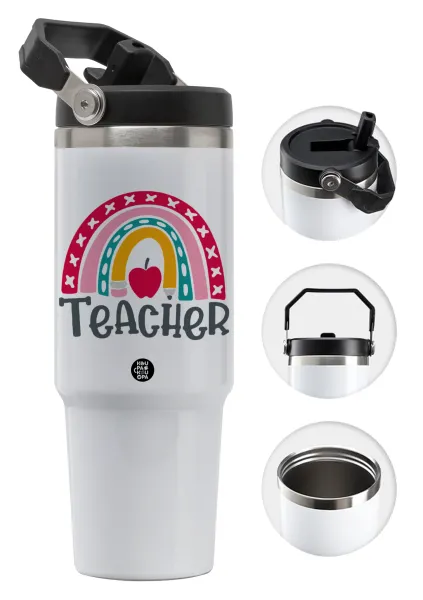 Rainbow teacher — Θερμός Ανοξείδωτο 30oz με χερούλι