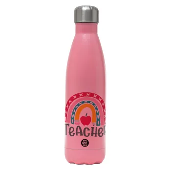 Rainbow teacher, Metal mug thermos Pink Mat (Stainless steel), double wall, 500ml