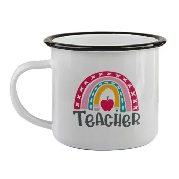 Rainbow teacher, Κούπα εμαγιέ με μαύρο χείλος 360ml