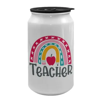 Rainbow teacher, Κούπα ταξιδιού μεταλλική με καπάκι (tin-can) 500ml