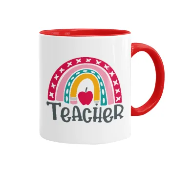 Rainbow teacher, Mug colored red, ceramic, 330ml