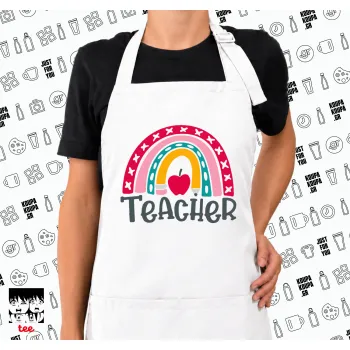 Rainbow teacher, Ποδιά μακριά Σεφ ολόσωμη με τσέπες white (ΕΝΗΛΙΚΩΝ)