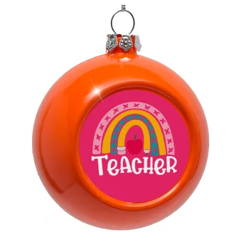 Rainbow teacher, Orange Christmas tree ornament bauble 8cm