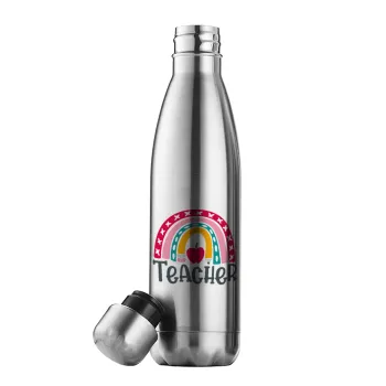 Rainbow teacher, Μεταλλικό παγούρι θερμός Inox (Stainless steel), διπλού τοιχώματος, 500ml