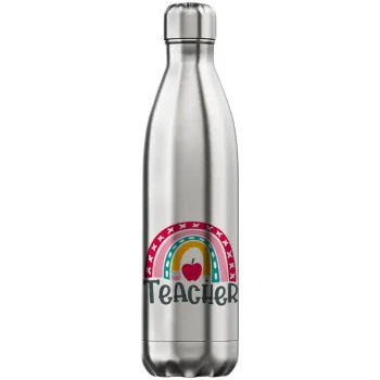 Rainbow teacher, Inox (Stainless steel) hot metal mug, double wall, 750ml