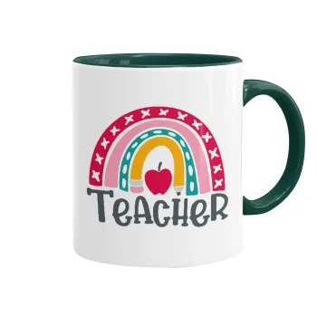 Rainbow teacher, Mug colored green, ceramic, 330ml