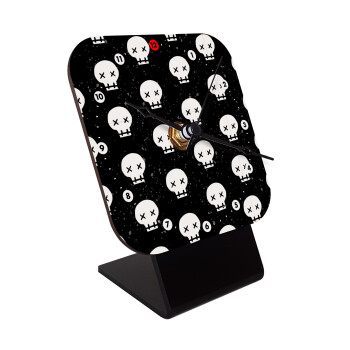 Σκελετοί b/w, Quartz Wooden table clock with hands (10cm)