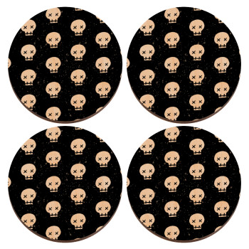 Σκελετοί b/w, ΣΕΤ x4 Σουβέρ ξύλινα στρογγυλά plywood (9cm)