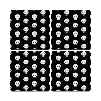 Σκελετοί b/w, ΣΕΤ 4 Σουβέρ ξύλινα τετράγωνα (9cm)