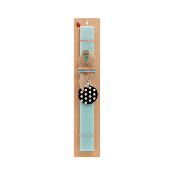 Σκελετοί b/w, Easter Set, wooden keychain & aromatic flat Easter candle (30cm) (TURQUOISE)
