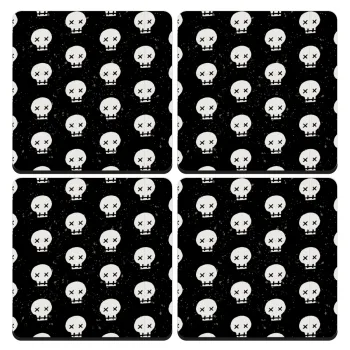 Σκελετοί b/w, ΣΕΤ 4 Σουβέρ ξύλινα τετράγωνα (9cm)