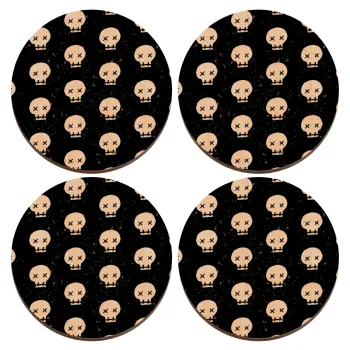 Σκελετοί b/w, ΣΕΤ x4 Σουβέρ ξύλινα στρογγυλά plywood (9cm)