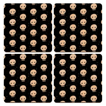 Σκελετοί b/w, ΣΕΤ x4 Σουβέρ ξύλινα τετράγωνα plywood (9cm)