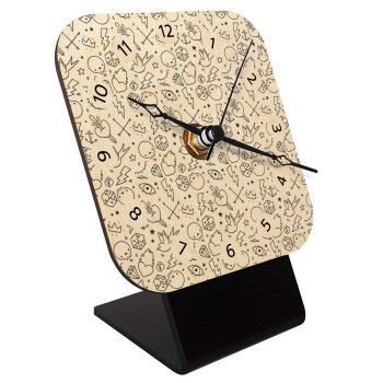 Σκελετοί lines, Quartz Table clock in natural wood (10cm)