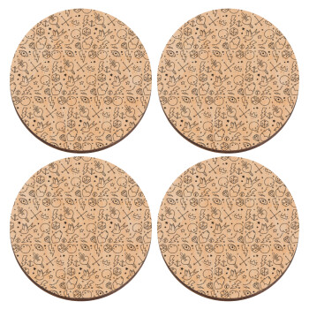 Σκελετοί lines, ΣΕΤ x4 Σουβέρ ξύλινα στρογγυλά plywood (9cm)