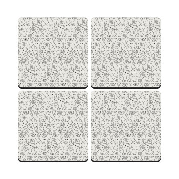 Σκελετοί lines, ΣΕΤ 4 Σουβέρ ξύλινα τετράγωνα (9cm)