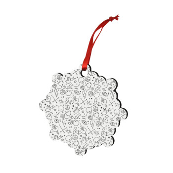 Σκελετοί lines, Christmas ornament snowflake wooden 7.5cm