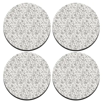 Σκελετοί lines, ΣΕΤ 4 Σουβέρ ξύλινα στρογγυλά (9cm)