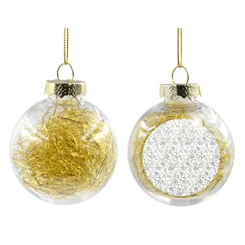 Σκελετοί lines, Στολίδι Χριστουγεννιάτικη μπάλα δένδρου διάφανη με χρυσό γέμισμα 8cm