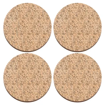 Σκελετοί lines, ΣΕΤ x4 Σουβέρ ξύλινα στρογγυλά plywood (9cm)