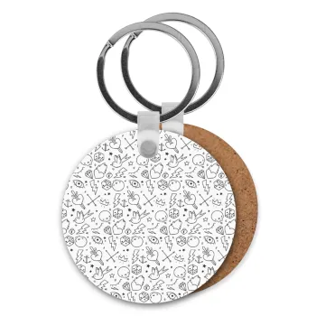 Σκελετοί lines, Μπρελόκ Ξύλινο στρογγυλό MDF Φ5cm