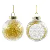 Transparent Christmas tree ball ornament with gold filling 8cm