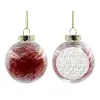 Transparent Christmas tree ball ornament with red filling 8cm