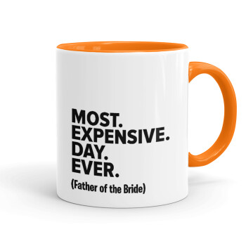 Most expensive day ever, Mug colored orange, ceramic, 330ml