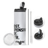 Travel Tumbler 2 Lids, with metal straw & cleaning brush (Stainless steel 304 Food grade, BPA free, 600ml)