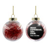 Transparent Christmas tree ball ornament with red filling 8cm