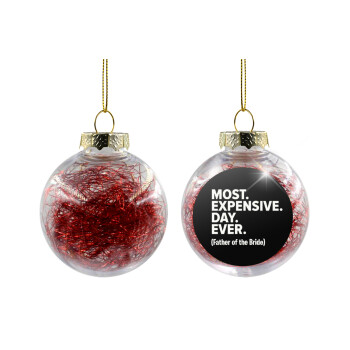 Most expensive day ever, Χριστουγεννιάτικη μπάλα δένδρου διάφανη με κόκκινο γέμισμα 8cm