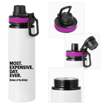 Most expensive day ever, Metallic water bottle with safety lid, 850ml aluminum