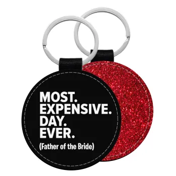 Most expensive day ever, Μπρελόκ Δερματίνη, στρογγυλό ΚΟΚΚΙΝΟ (5cm)