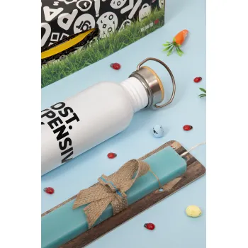 Most expensive day ever, Πασχαλινή Λαμπάδα με παγούρι μεταλλικό (620ml, stainless steel) & κερί αρωματικό πλακέ (30cm) (ΤΙΡΚΟΥΑΖ)