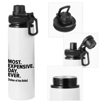 Most expensive day ever, Metal water bottle with safety cap, aluminum 850ml