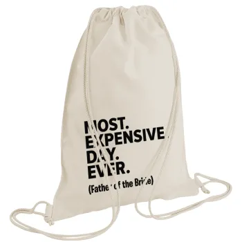 Most expensive day ever, Backpack bag GYMBAG natural (28x40cm)